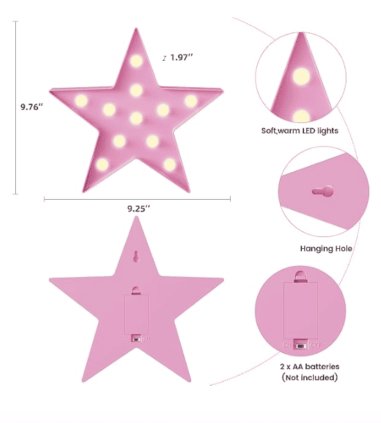 Pink Star Led Light Lamp