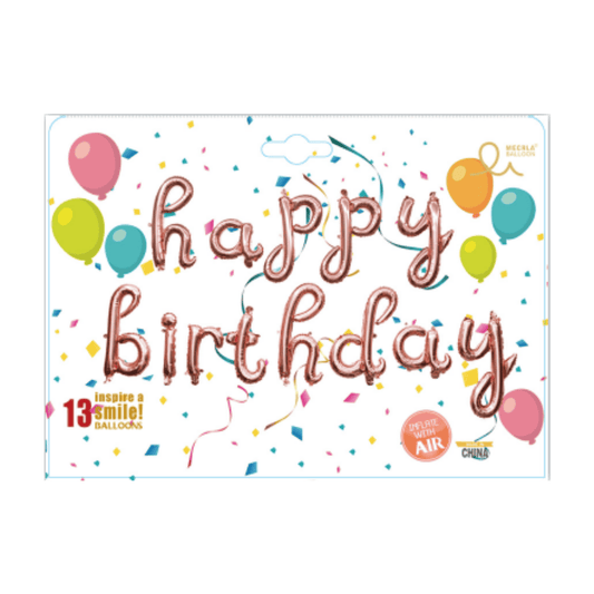 Happy Birthday Cursive Foil Balloon Set