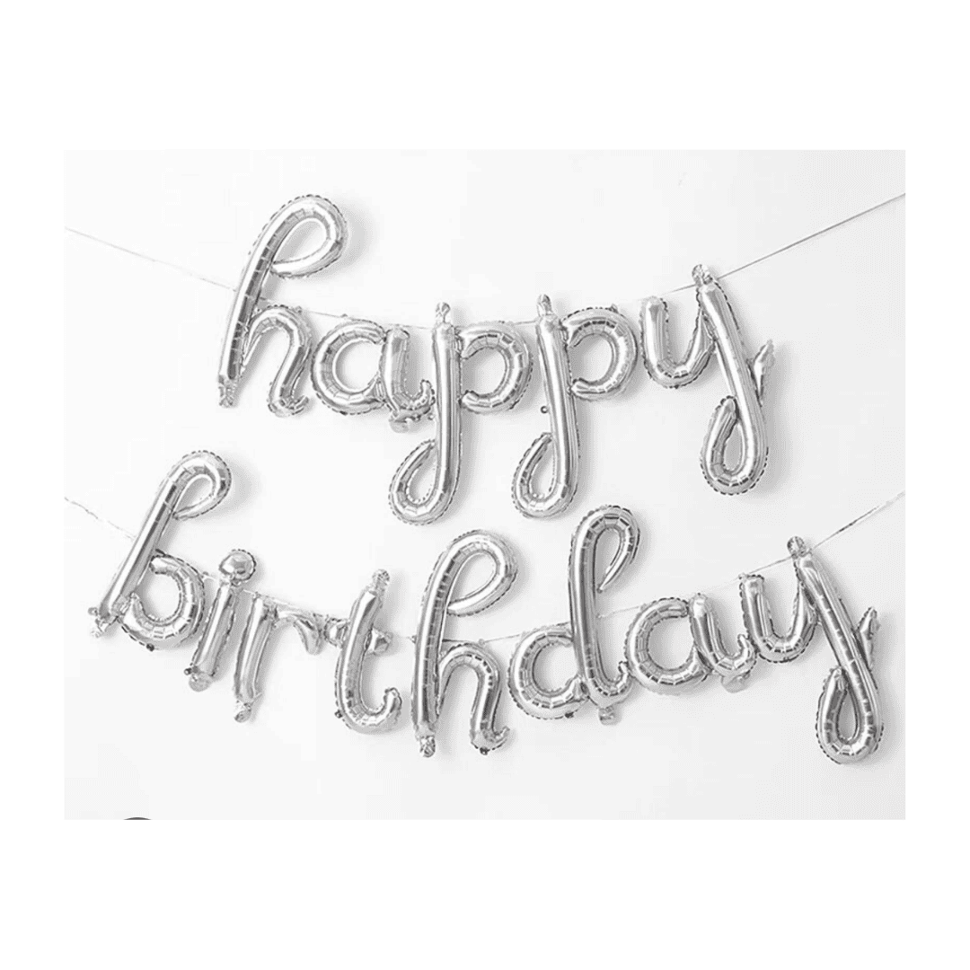 Happy Birthday Cursive Foil Balloon Set