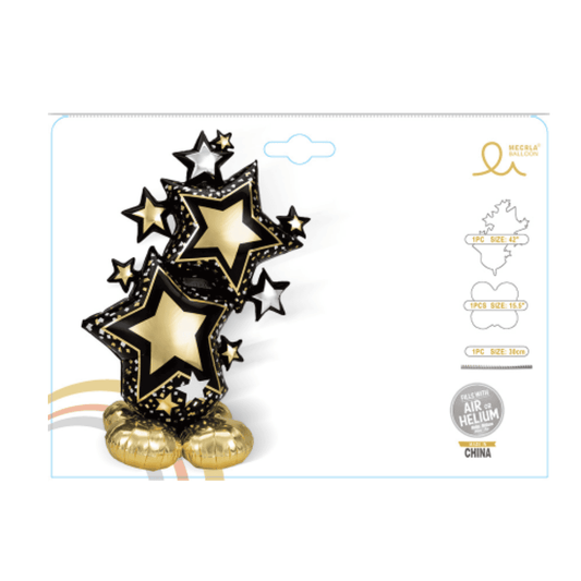 Black and Gold Star 3 Piece Balloon Set