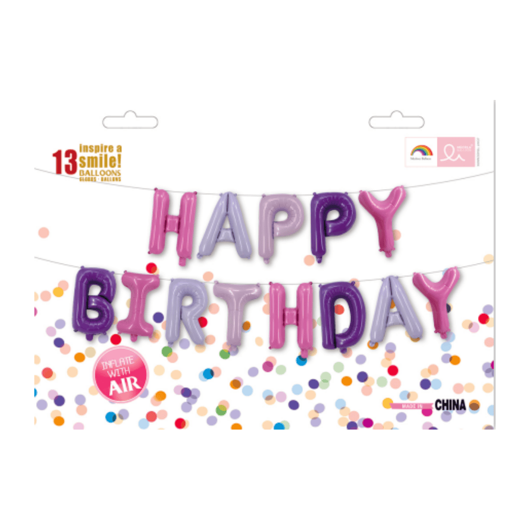 Multi Color Happy Birthday Foil Balloon Set