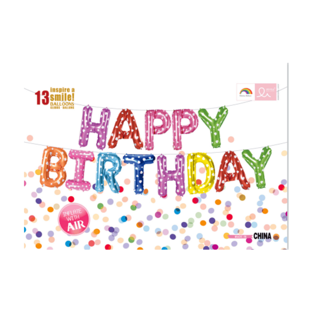 Multi Color Polka Dot Happy Birthday Balloon Set