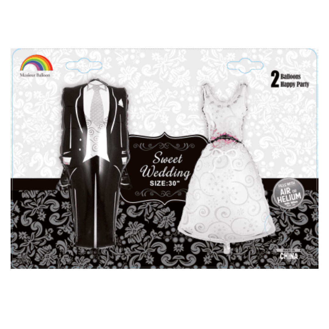 Mr and Mrs Suite and Wedding Dress Balloon Set