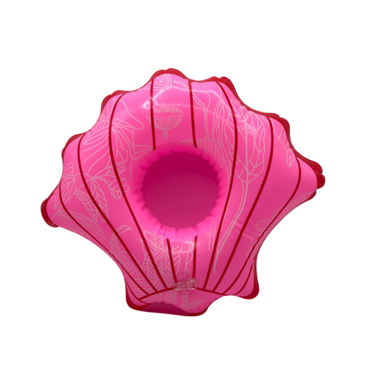 Inflatable Pink Clam Shell Drink Holder Cup Floatie