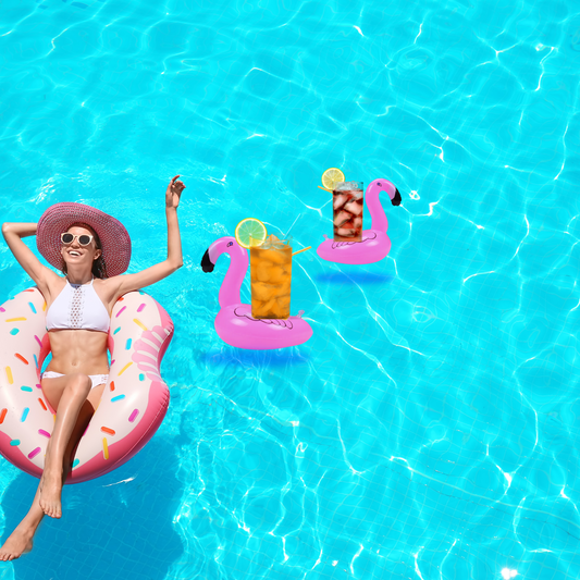 Inflatable Pink Flamingo Drink Holder Cup Floatie