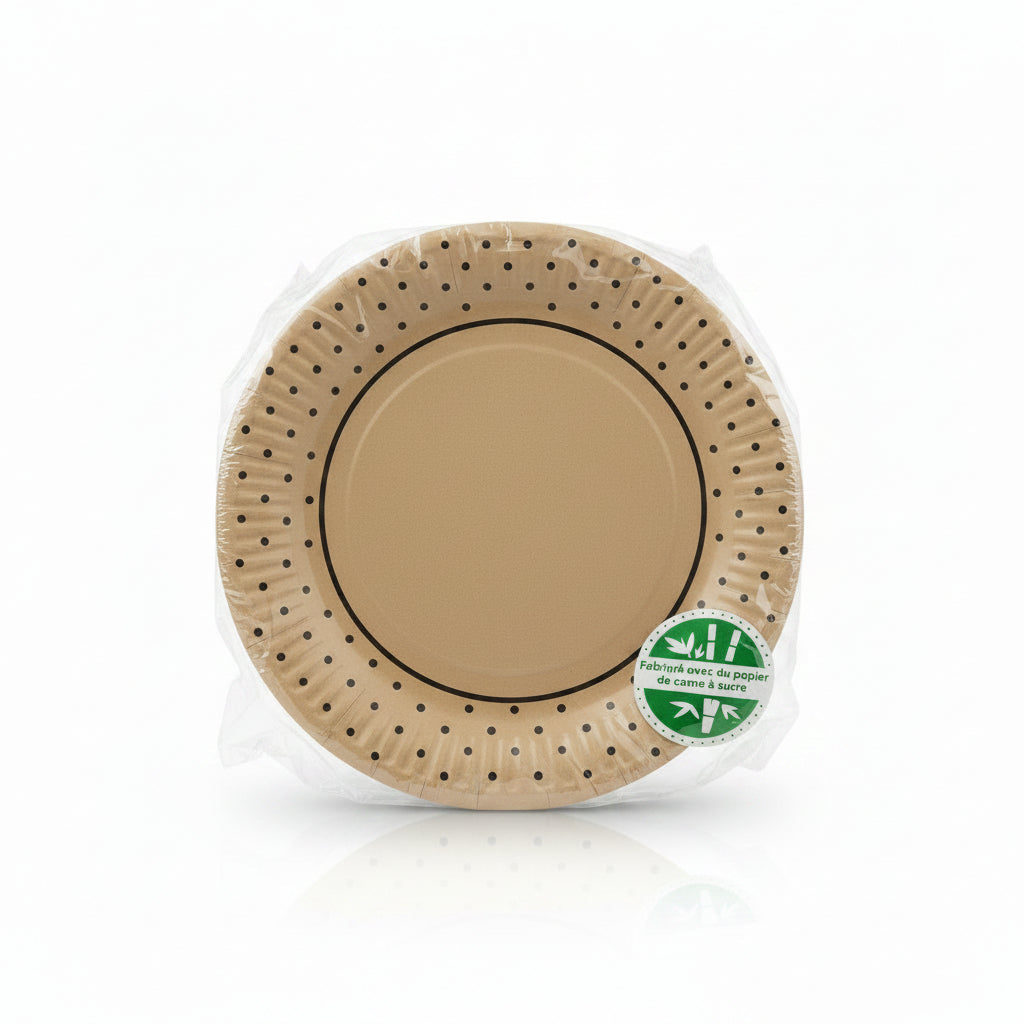 Eco Friendly Dotted 23cm Paper Plates Set of 6