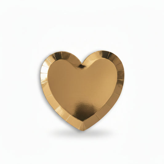 20cm Gold Heart Shaped Paper Plates 6 Pieces