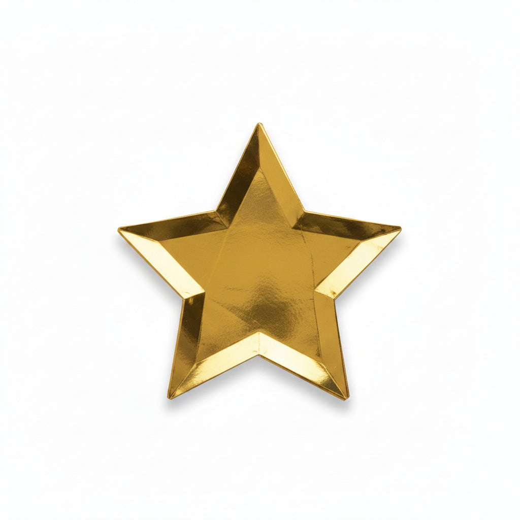 30cm Gold Star Shaped Paper Plates 6 Pieces
