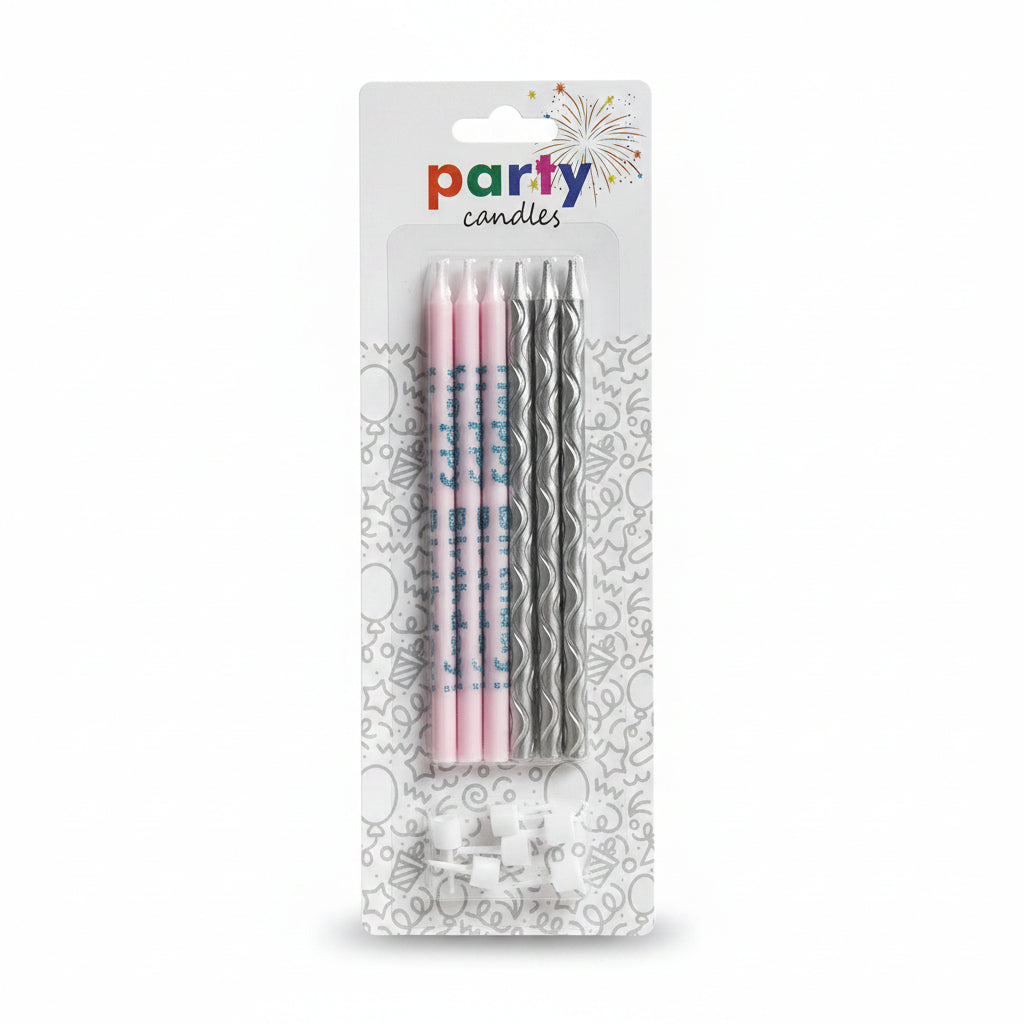 Happy Birthday Candles, 6 Pieces