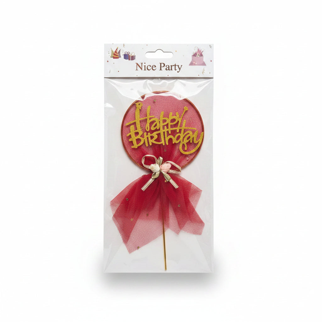 Happy Birthday Party Net Cake Topper