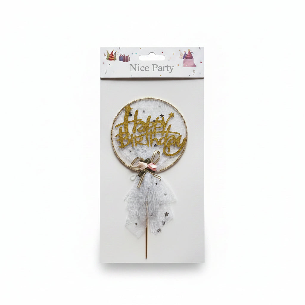 Happy Birthday Party Net Cake Topper