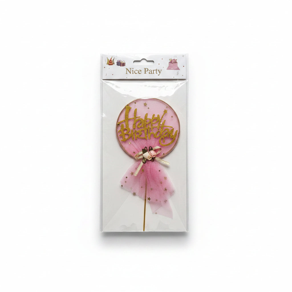 Happy Birthday Party Net Cake Topper