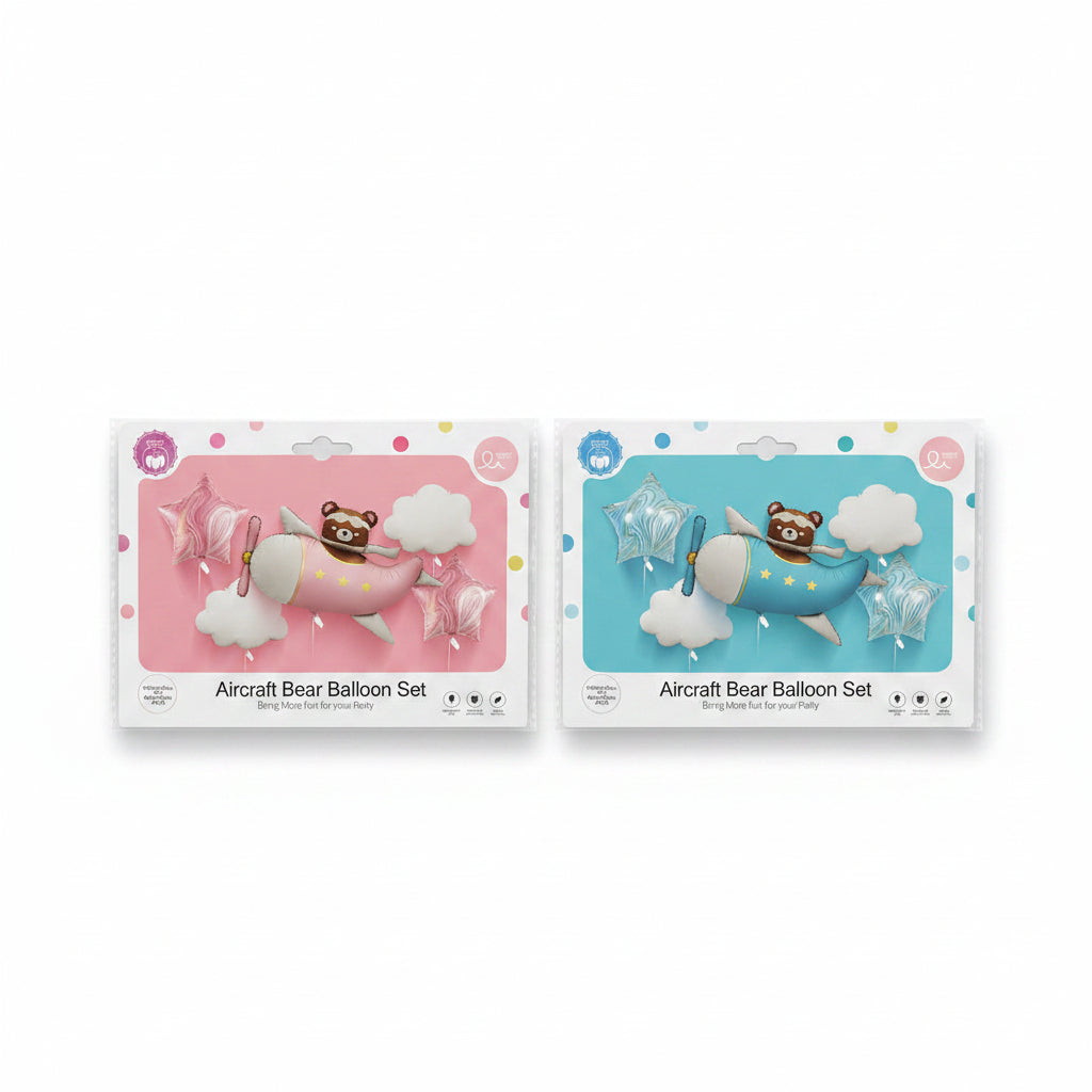Aircraft Bear 5 Pcs Foil Balloon Set