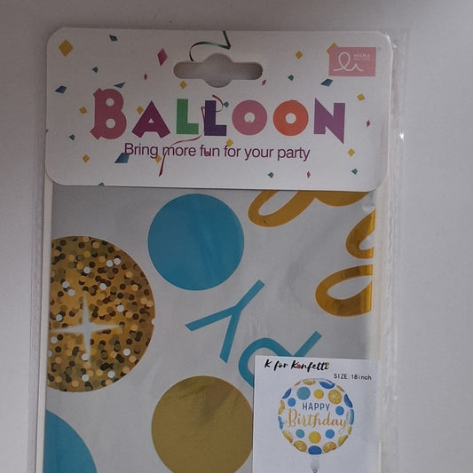 Happy Birthday Blue & Gold 18" Foil Balloon