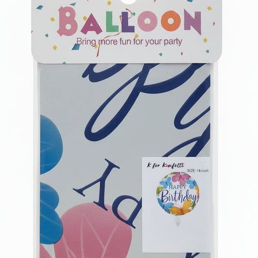 Happy Birthday White With Butterflies 18" Foil Balloon