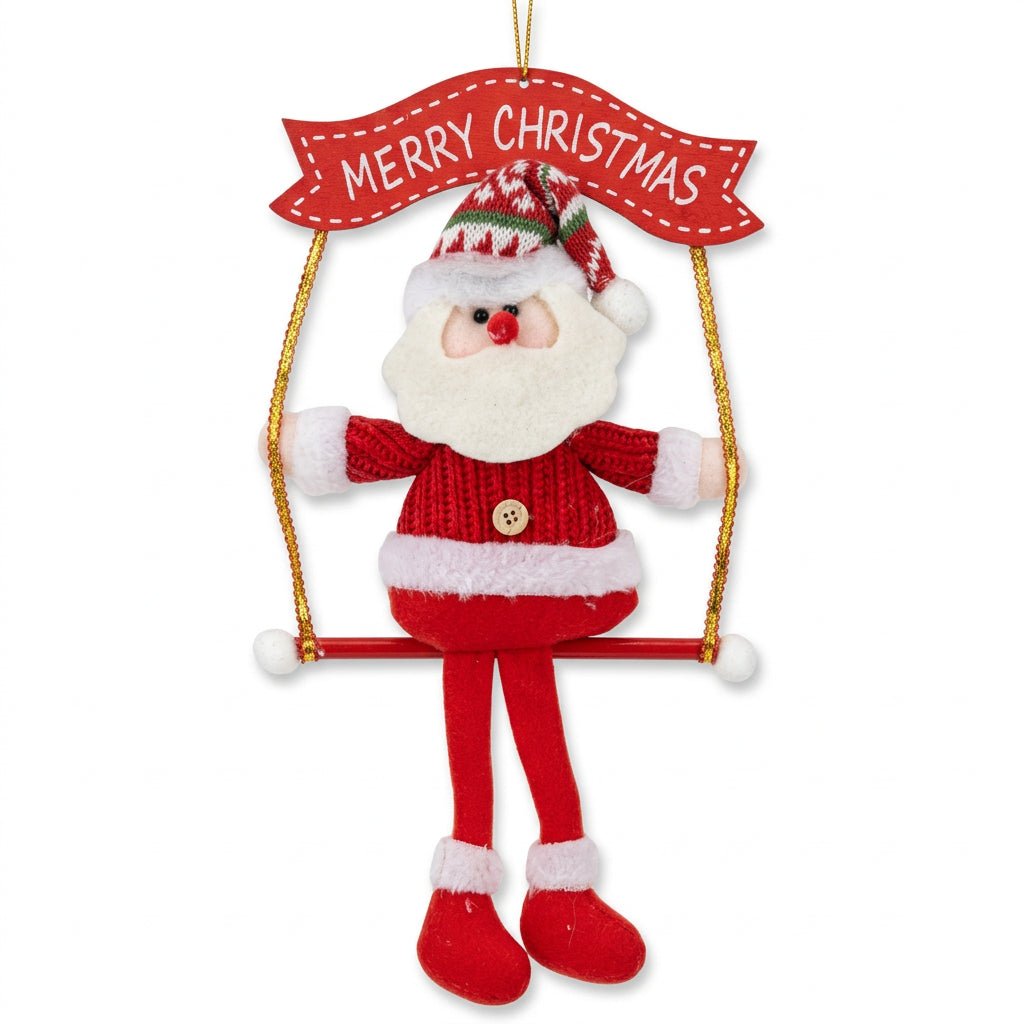 Santa on a Swing Merry Christmas Hanging Decoration 35cm