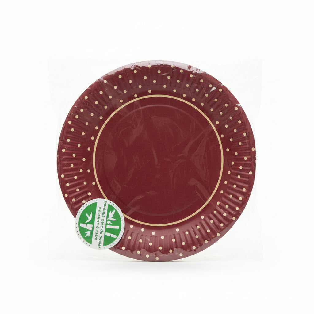 Eco Friendly Dotted 23cm Paper Plates Set of 6