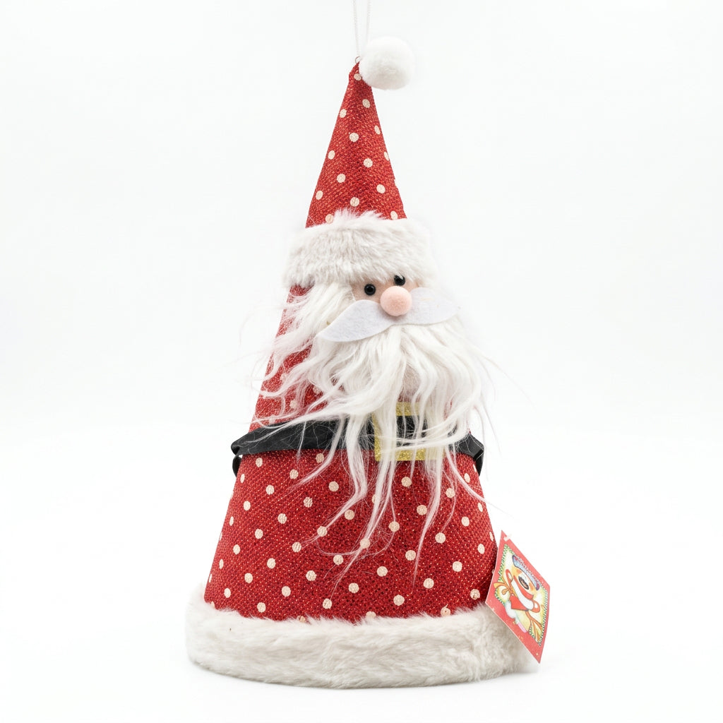 Cone shaped red polka dot Santa Christmas decoration