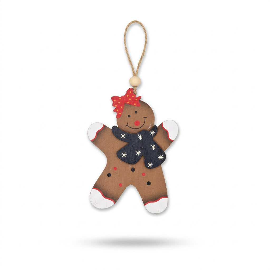 Gingerbread Girl with Bow Christmas Ornament