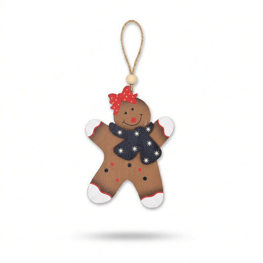 Gingerbread Girl with Bow Christmas Ornament