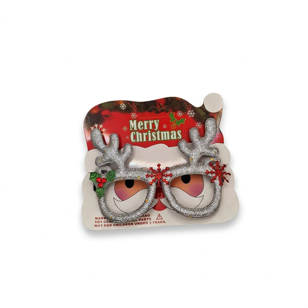 Silver glitter reindeer antler Christmas party glasses