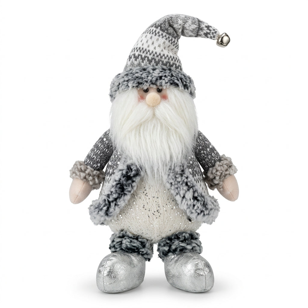 Grey Knit Plush Christmas Santa 40cm