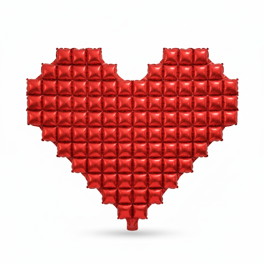 Red Heart Grid Foil Balloon - Studio