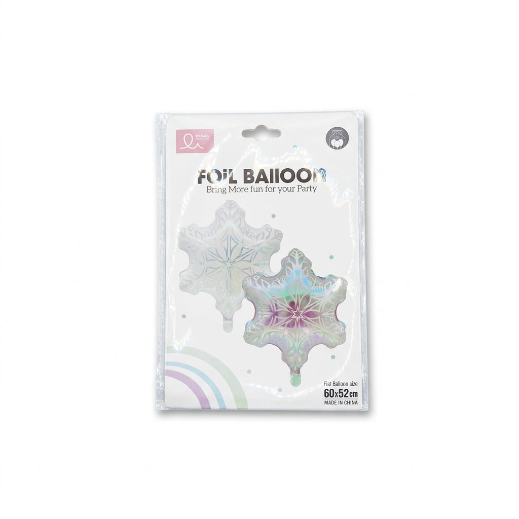 Iridescent snowflake foil balloon 60x52cm