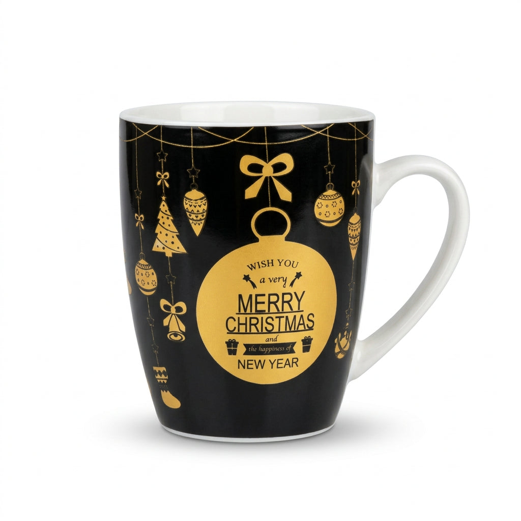 Black and gold Merry Christmas and New Year mug