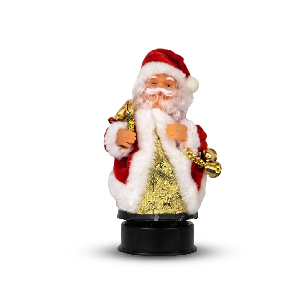Musical Santa Claus Christmas figure with gold sack and bells