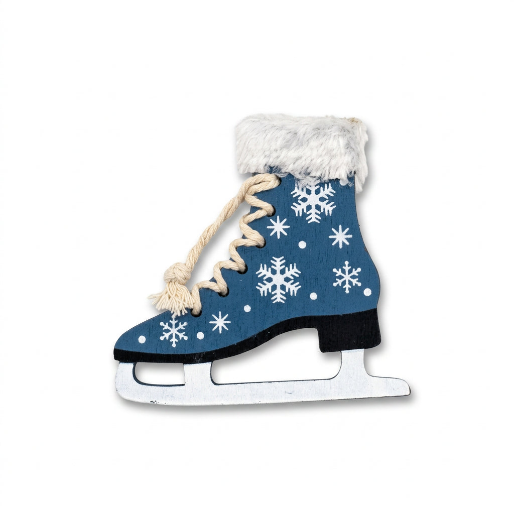 Blue snowflake ice skate Christmas ornament