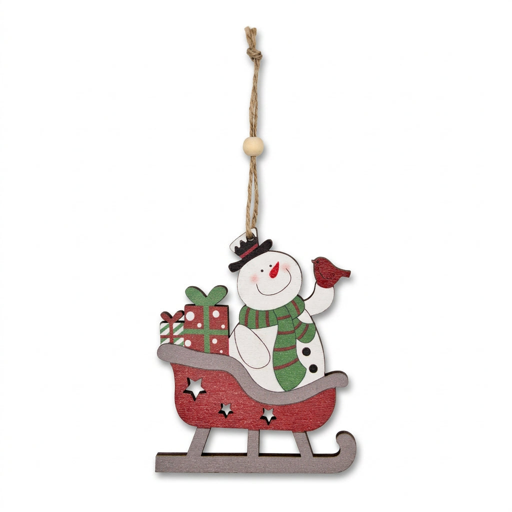 Snowman on Sleigh Christmas Ornament
